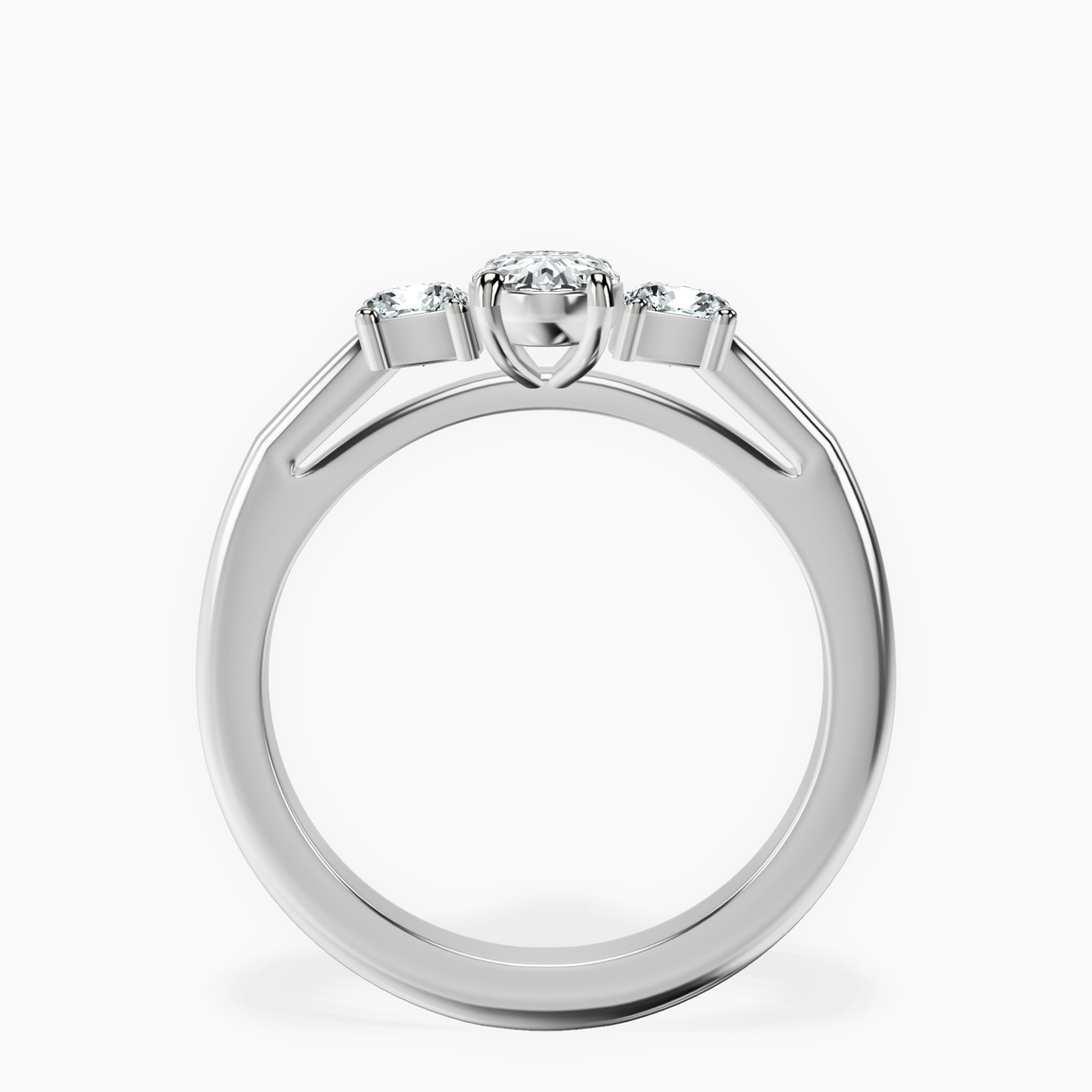 10kt White Gold Emery Three Stone Side Cushion Lab Diamond Ring side right image one
