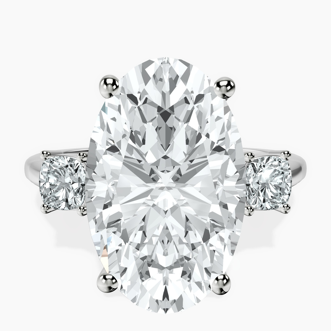 10kt White Gold Emery Three Stone Side Cushion Lab Diamond Ring front image