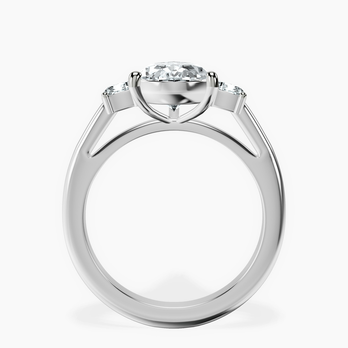 10kt White Gold Emery Three Stone Side Cushion Lab Diamond Ring side right image one