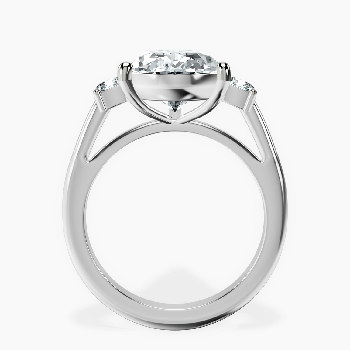 10kt White Gold Emery Three Stone Side Cushion Lab Diamond Ring side right image one
