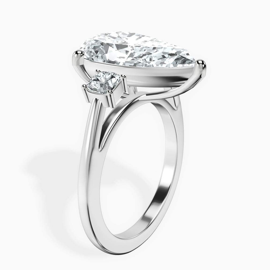 10kt White Gold Emery Three Stone Side Cushion Lab Diamond Ring standing product image one