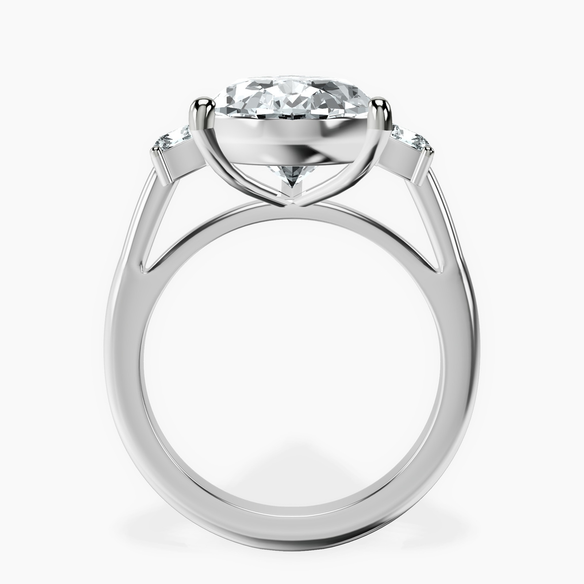10kt White Gold Emery Three Stone Side Cushion Lab Diamond Ring side right image one