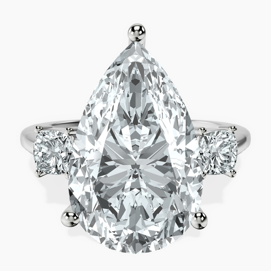 10kt White Gold Emery Three Stone Side Cushion Lab Diamond Ring front image