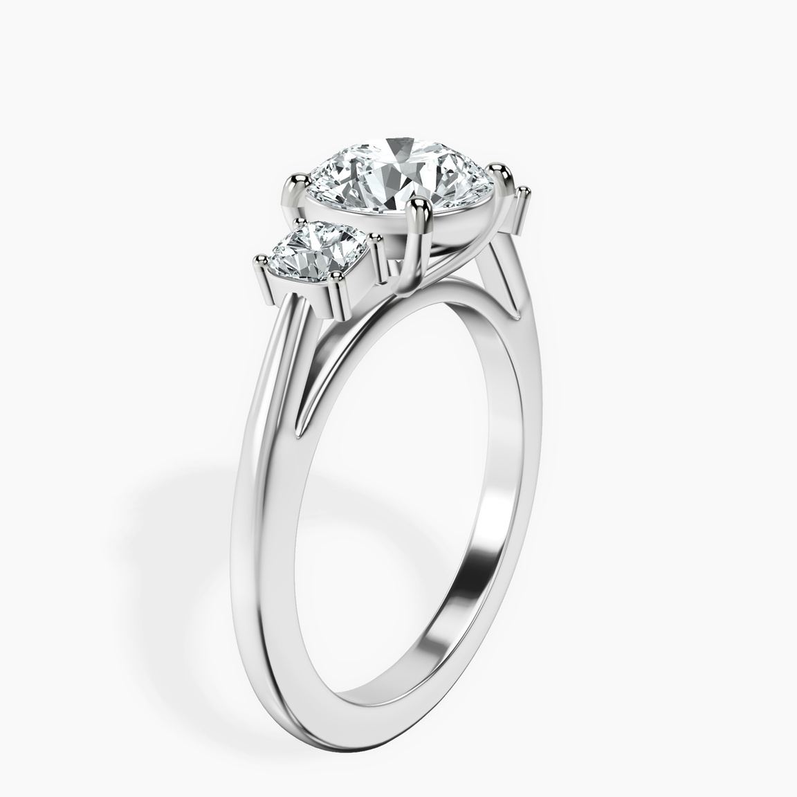 9ct White Gold Emery Three Stone Side Cushion Lab Diamond Ring standing product image one