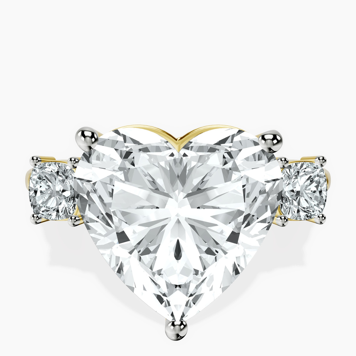 10kt Yellow Gold Emery Three Stone Side Cushion Lab Diamond Ring front image