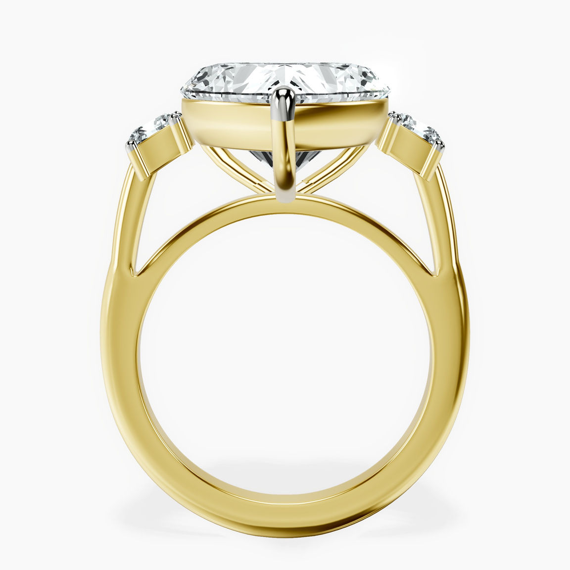 10kt Yellow Gold Emery Three Stone Side Cushion Lab Diamond Ring side right image one