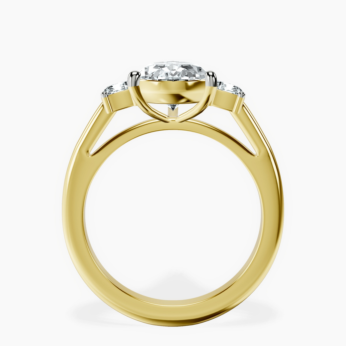 10kt Yellow Gold Emery Three Stone Side Cushion Lab Diamond Ring side right image one