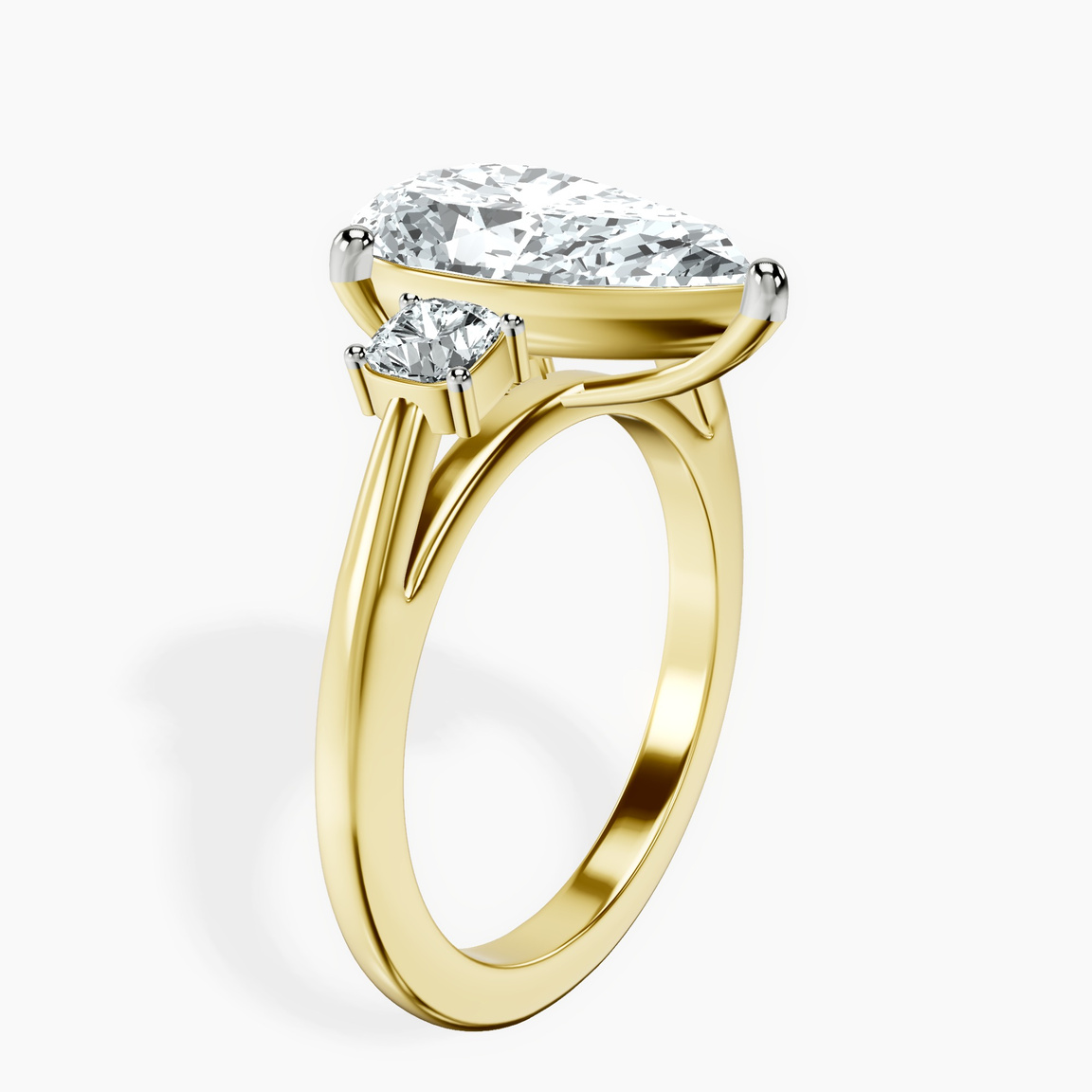 10kt Yellow Gold Emery Three Stone Side Cushion Lab Diamond Ring standing product image one