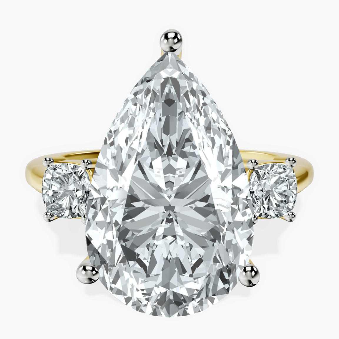 14kt Yellow Gold Emery Three Stone Side Cushion Lab Diamond Ring front image