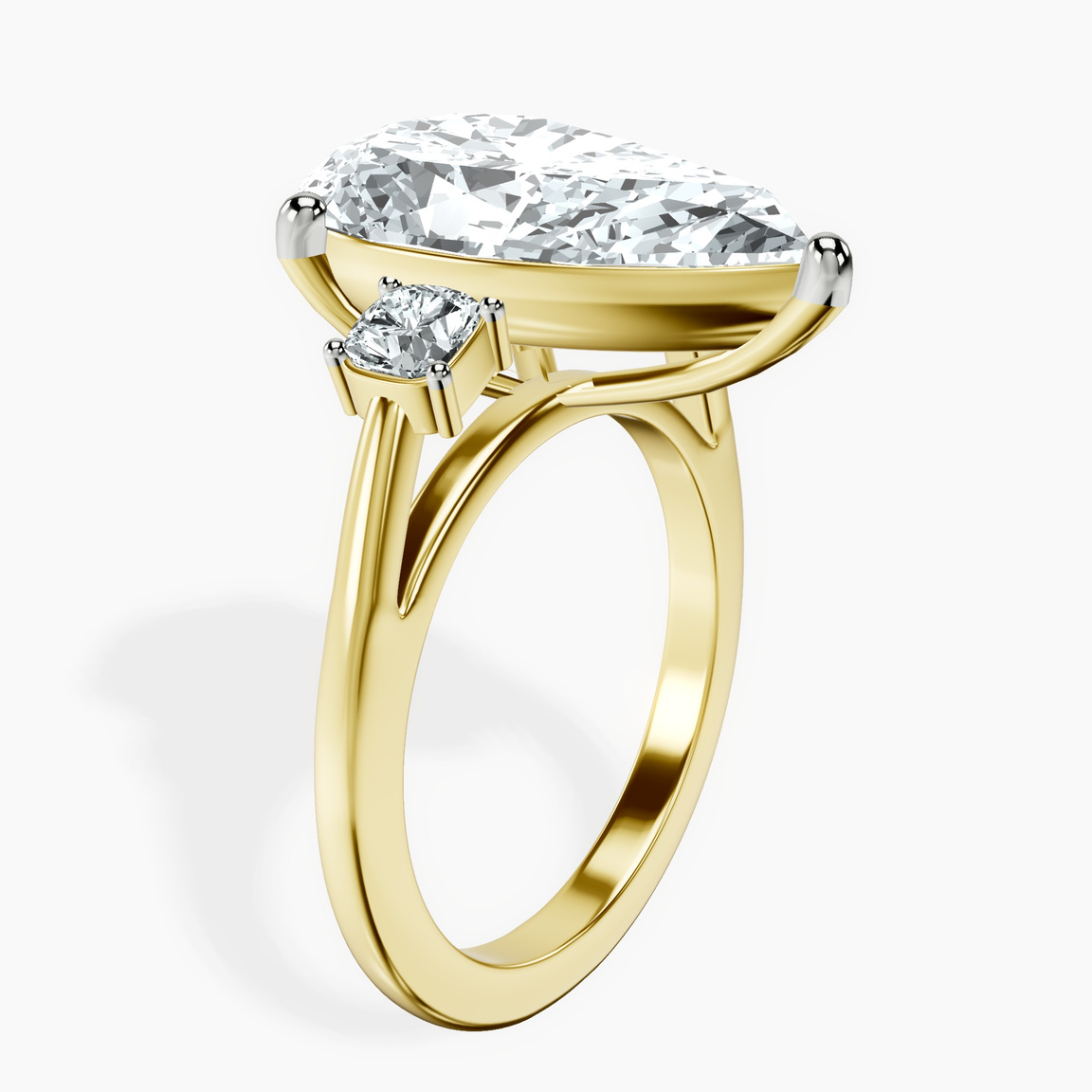 14kt Yellow Gold Emery Three Stone Side Cushion Lab Diamond Ring standing product image one