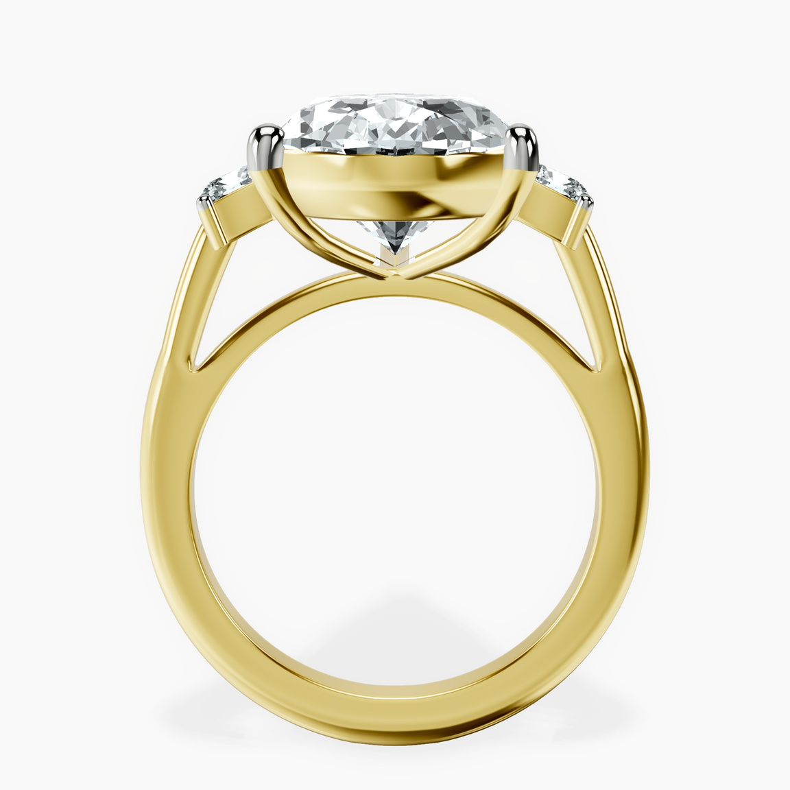 14kt Yellow Gold Emery Three Stone Side Cushion Lab Diamond Ring side right image one