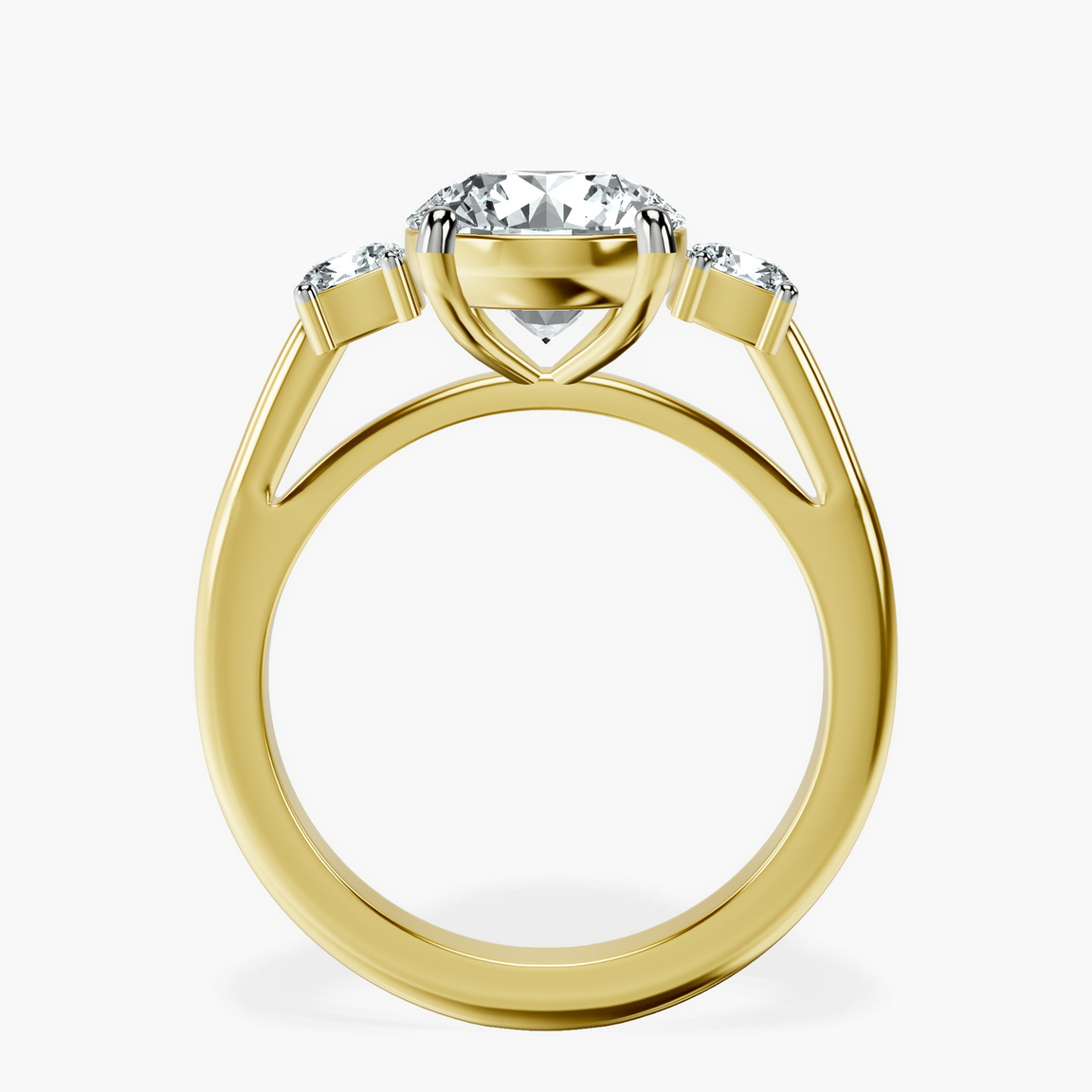 10kt Yellow Gold Emery Three Stone Side Cushion Lab Diamond Ring side right image one