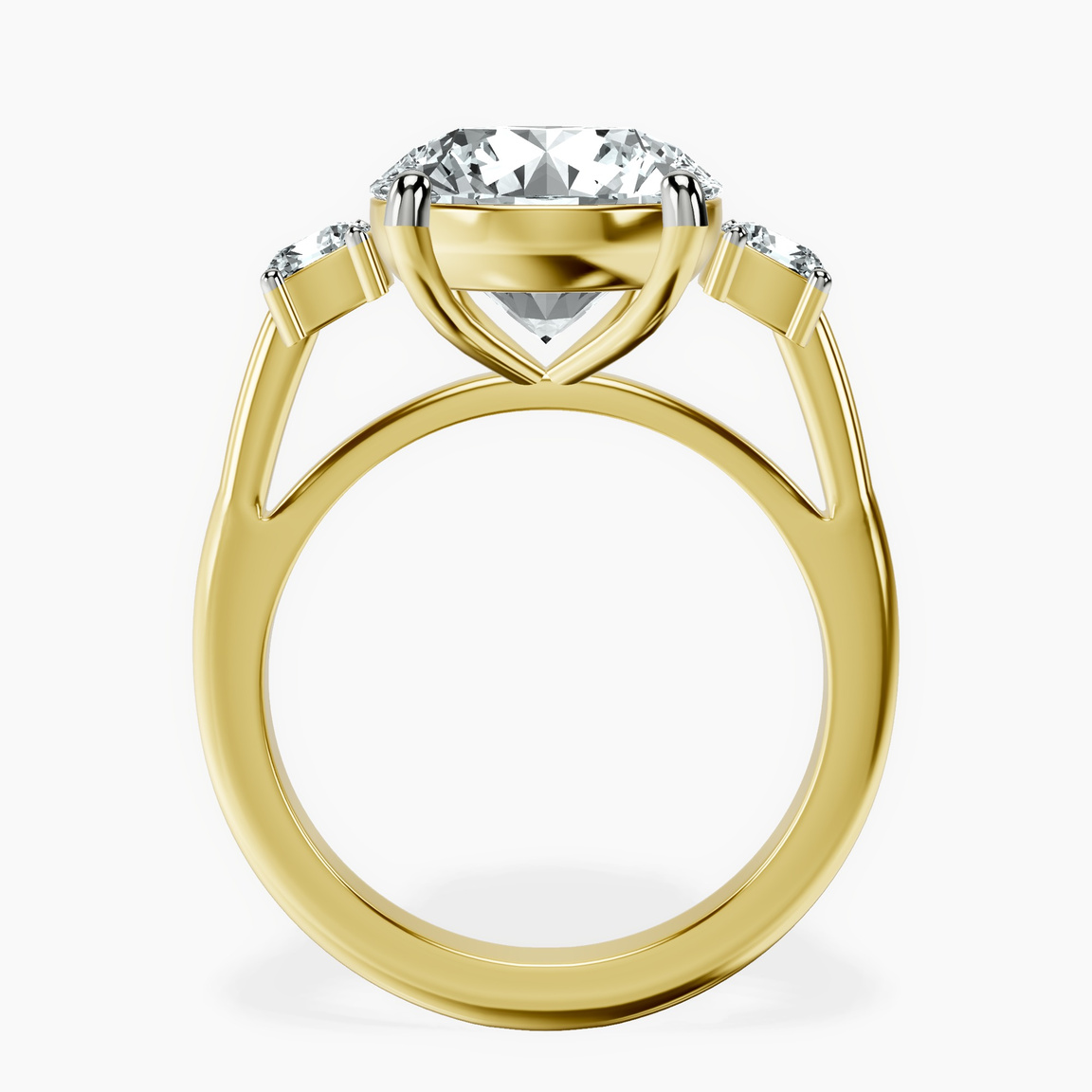 14kt Yellow Gold Emery Three Stone Side Cushion Lab Diamond Ring side right image one