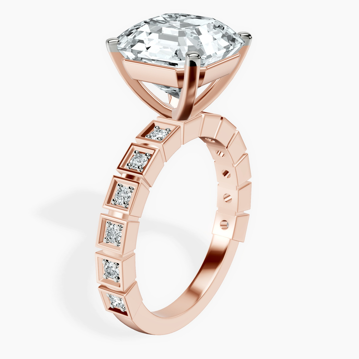 10kt Rose Gold Cheryl Side Stone Lab Diamond Ring standing product image one