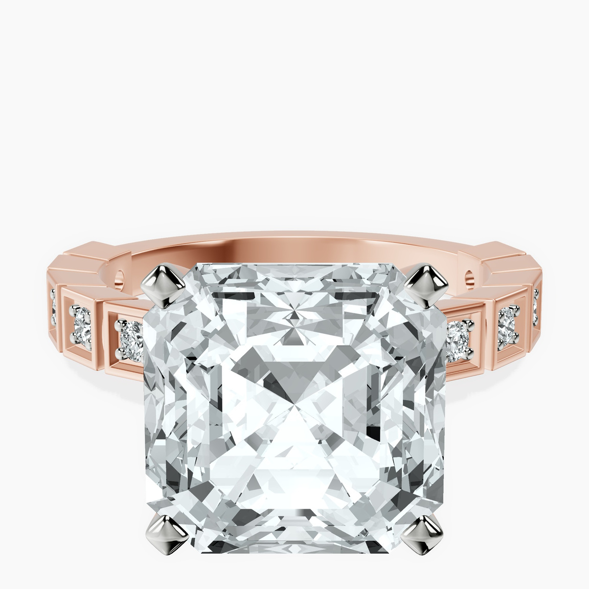 14kt Rose Gold Cheryl Side Stone Lab Diamond Ring front image