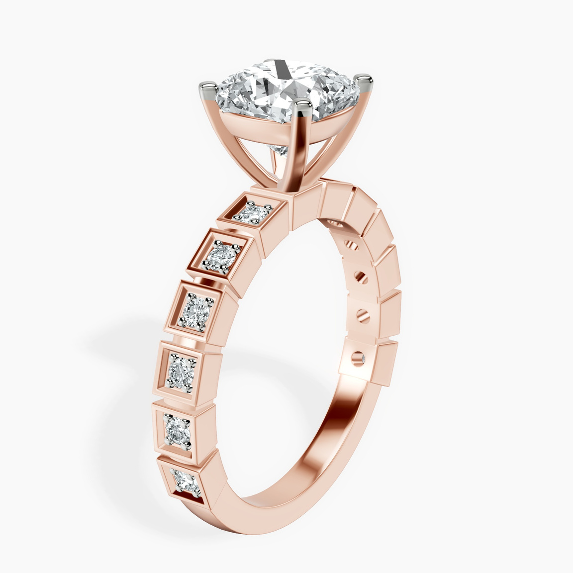 10kt Rose Gold Cheryl Side Stone Lab Diamond Ring standing product image one