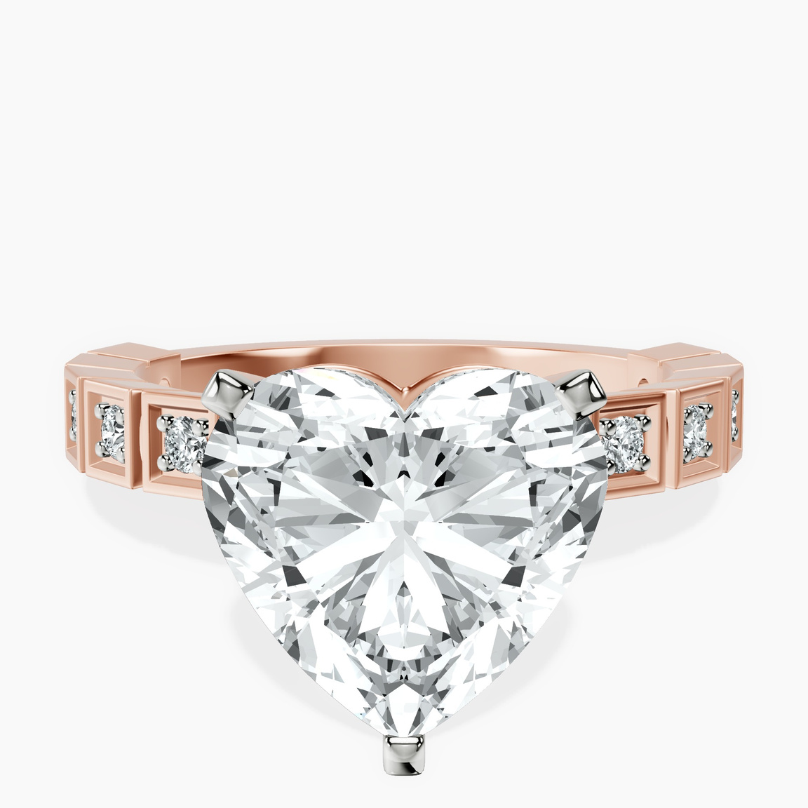 10kt Rose Gold Cheryl Side Stone Lab Diamond Ring front image