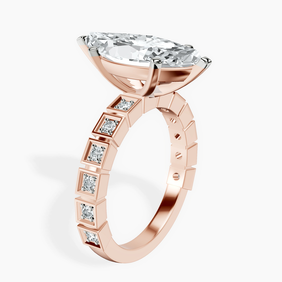 14kt Rose Gold Cheryl Side Stone Lab Diamond Ring standing product image one