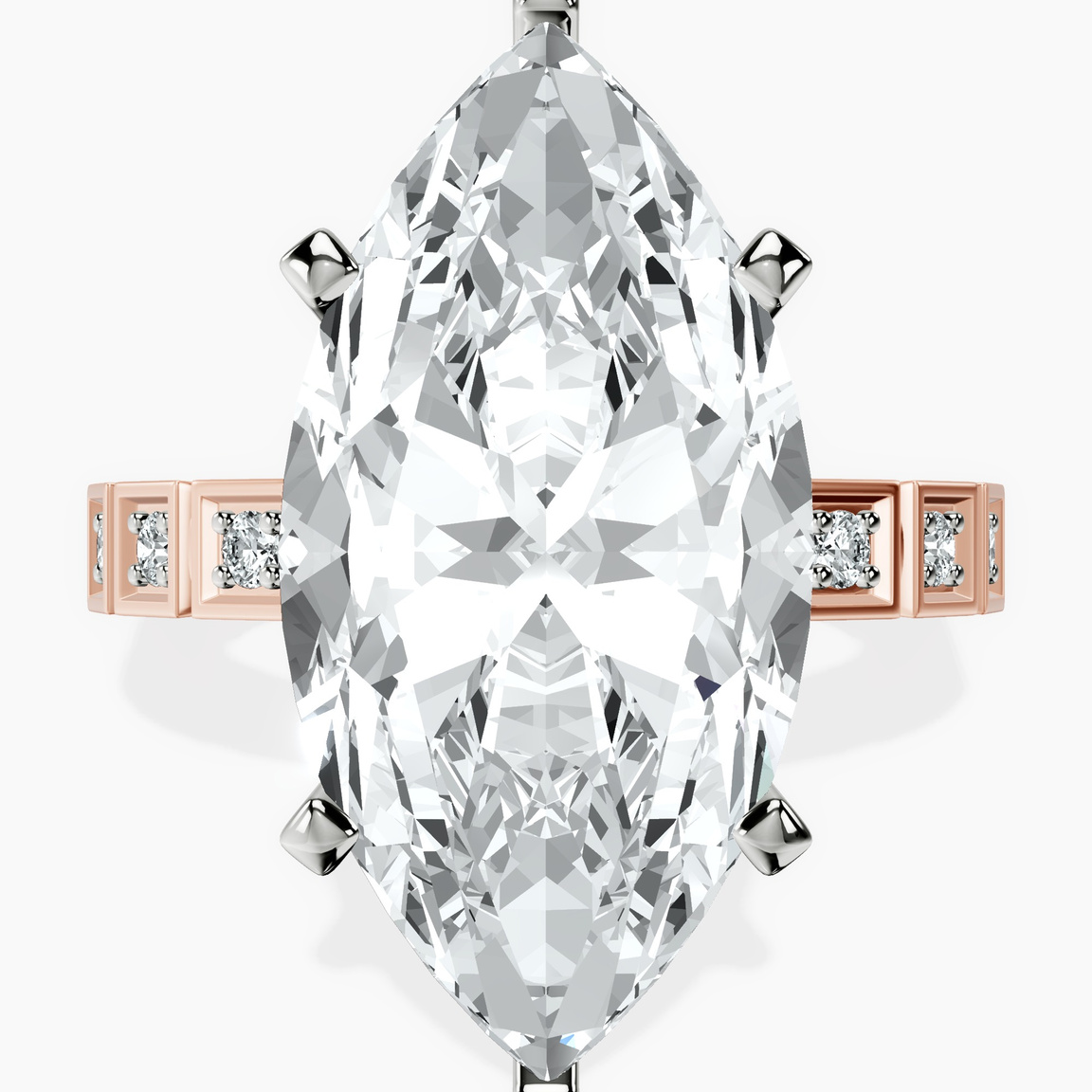 10kt Rose Gold Cheryl Side Stone Lab Diamond Ring front image
