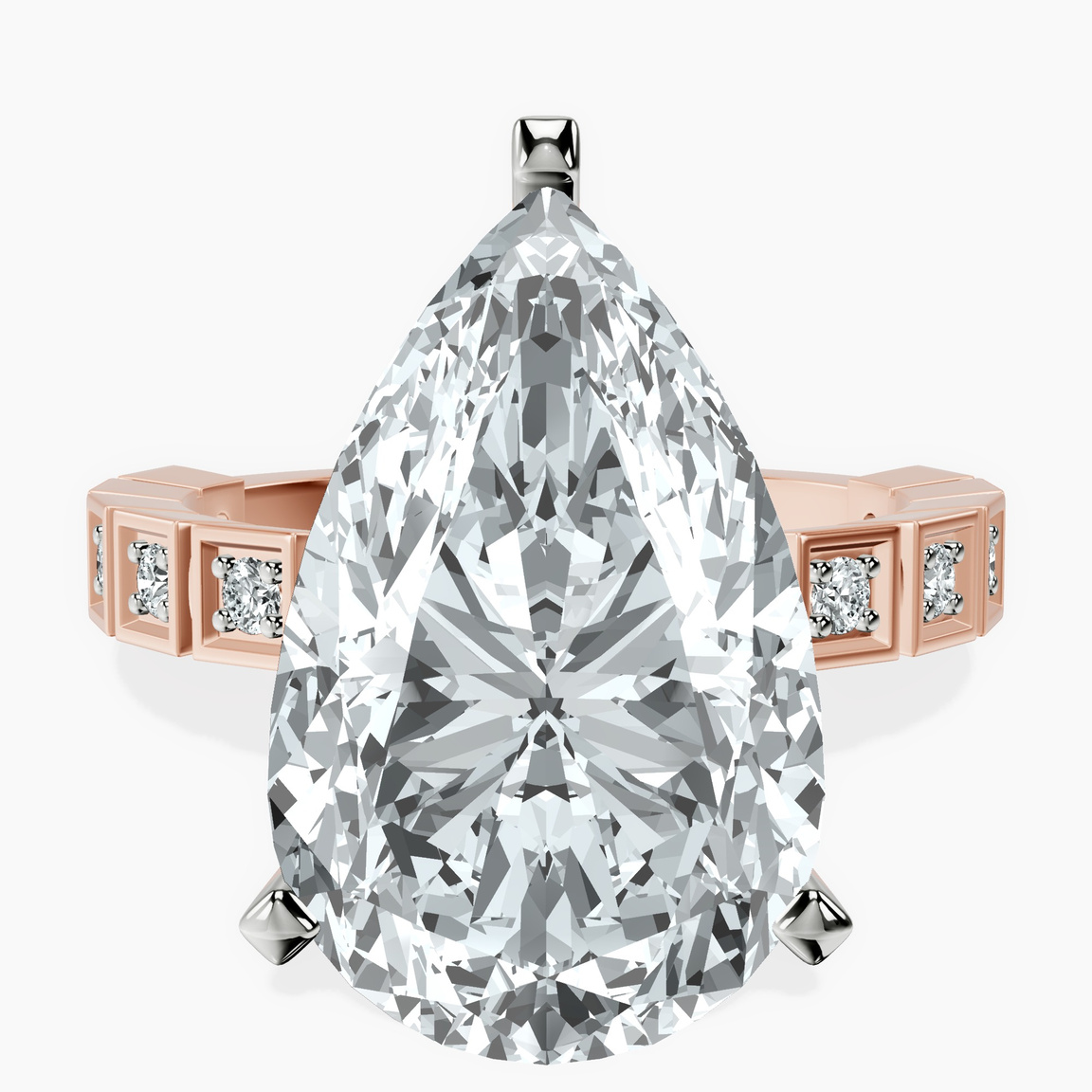 18kt Rose Gold Cheryl Side Stone Lab Diamond Ring front image