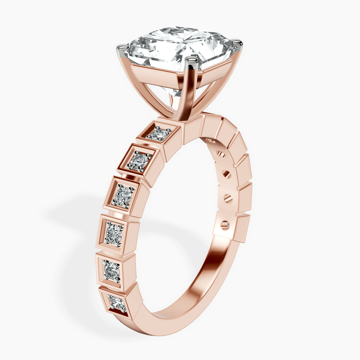 14kt Rose Gold Cheryl Side Stone Lab Diamond Ring standing product image one
