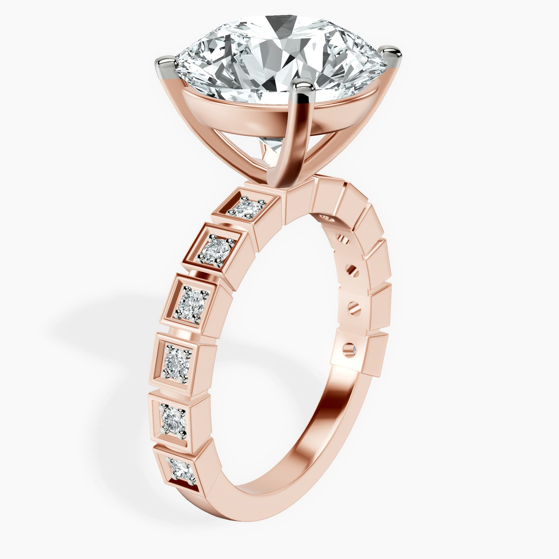 10kt Rose Gold Cheryl Side Stone Lab Diamond Ring standing product image one