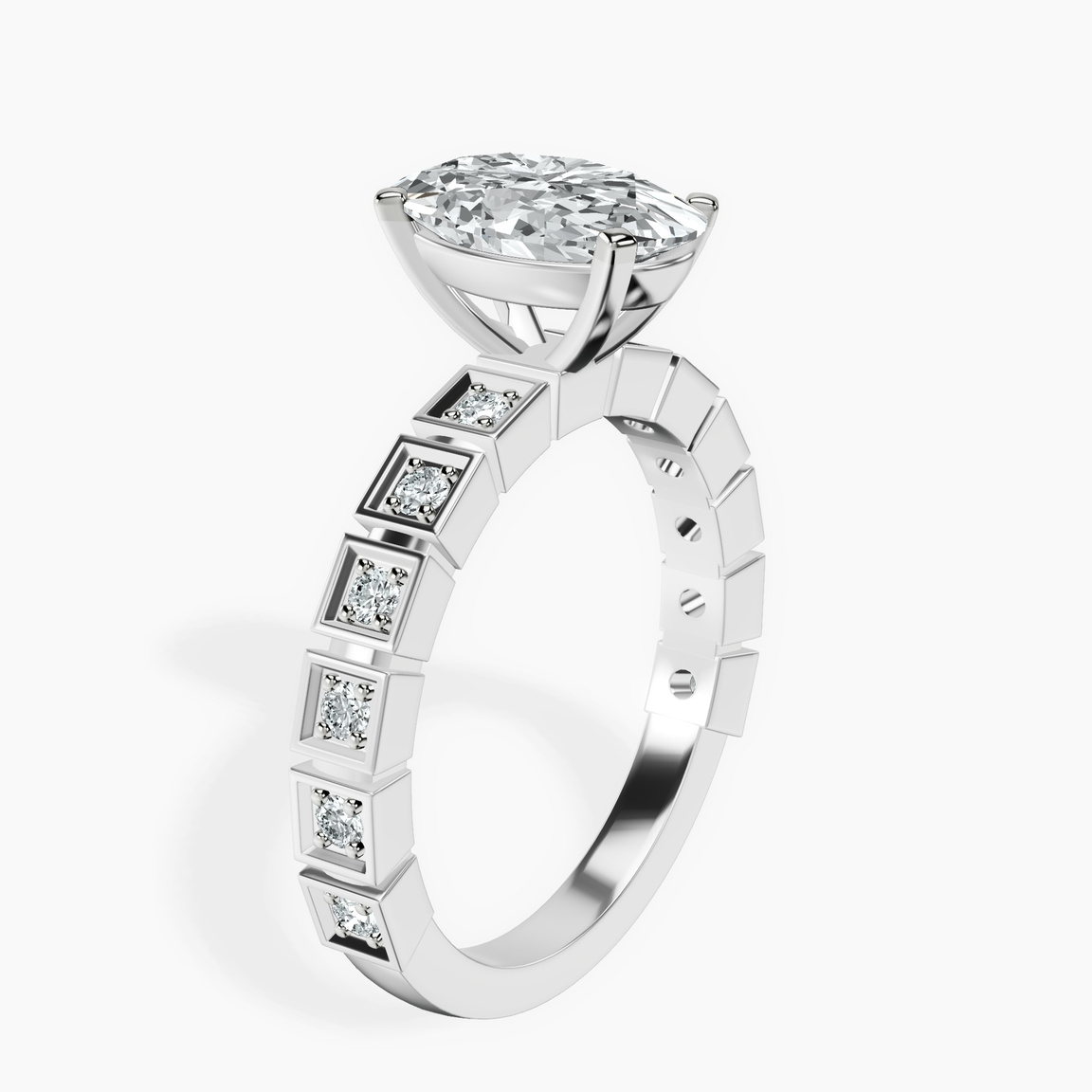 9ct White Gold Cheryl Side Stone Lab Diamond Ring standing product image one
