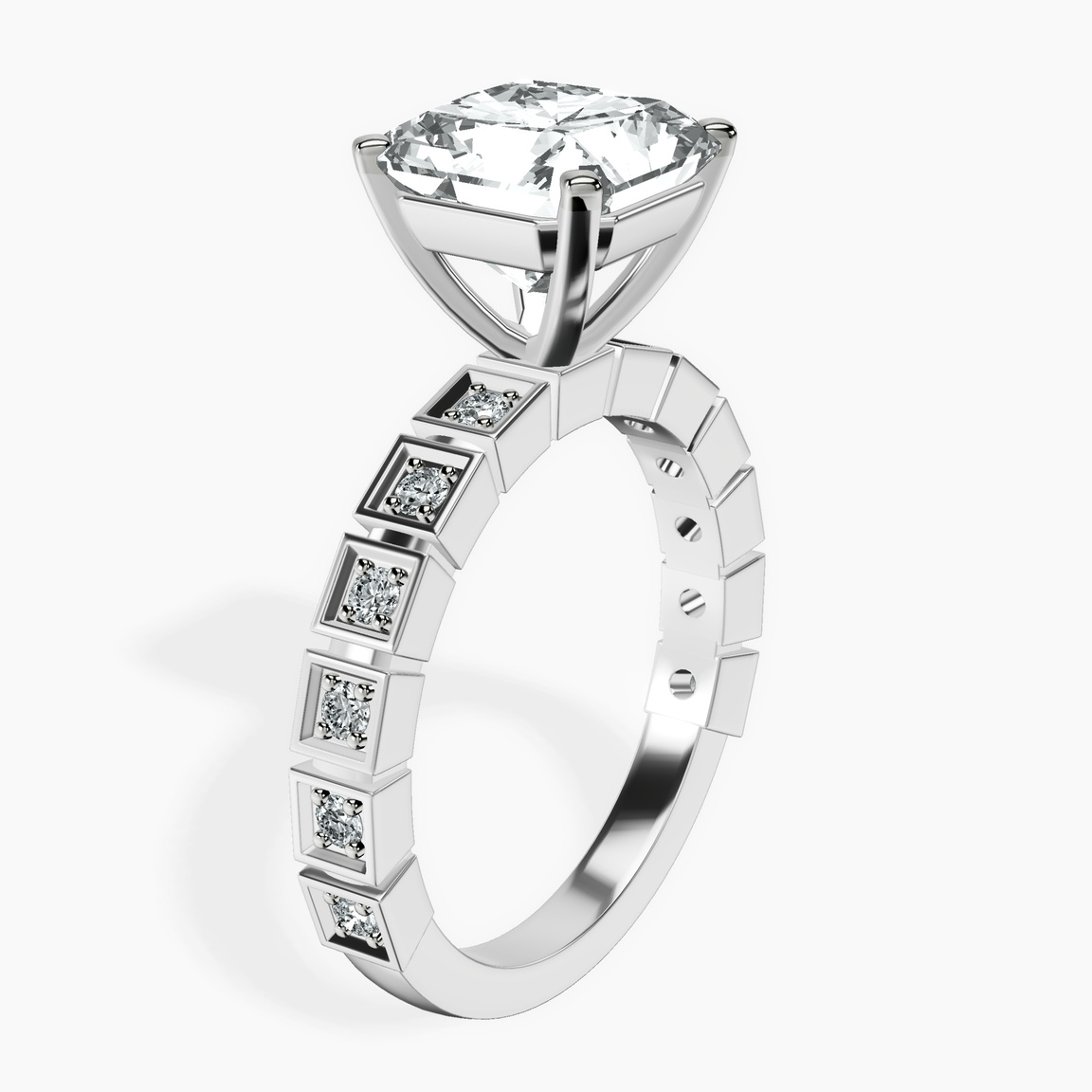10kt White Gold Cheryl Side Stone Lab Diamond Ring standing product image one