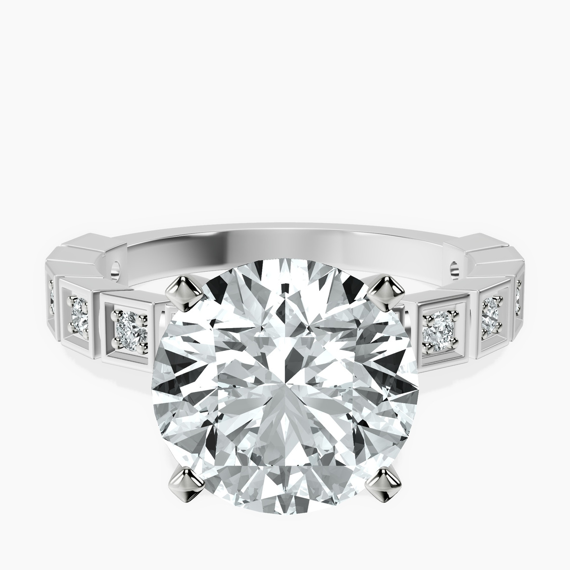 10kt White Gold Cheryl Side Stone Lab Diamond Ring front image