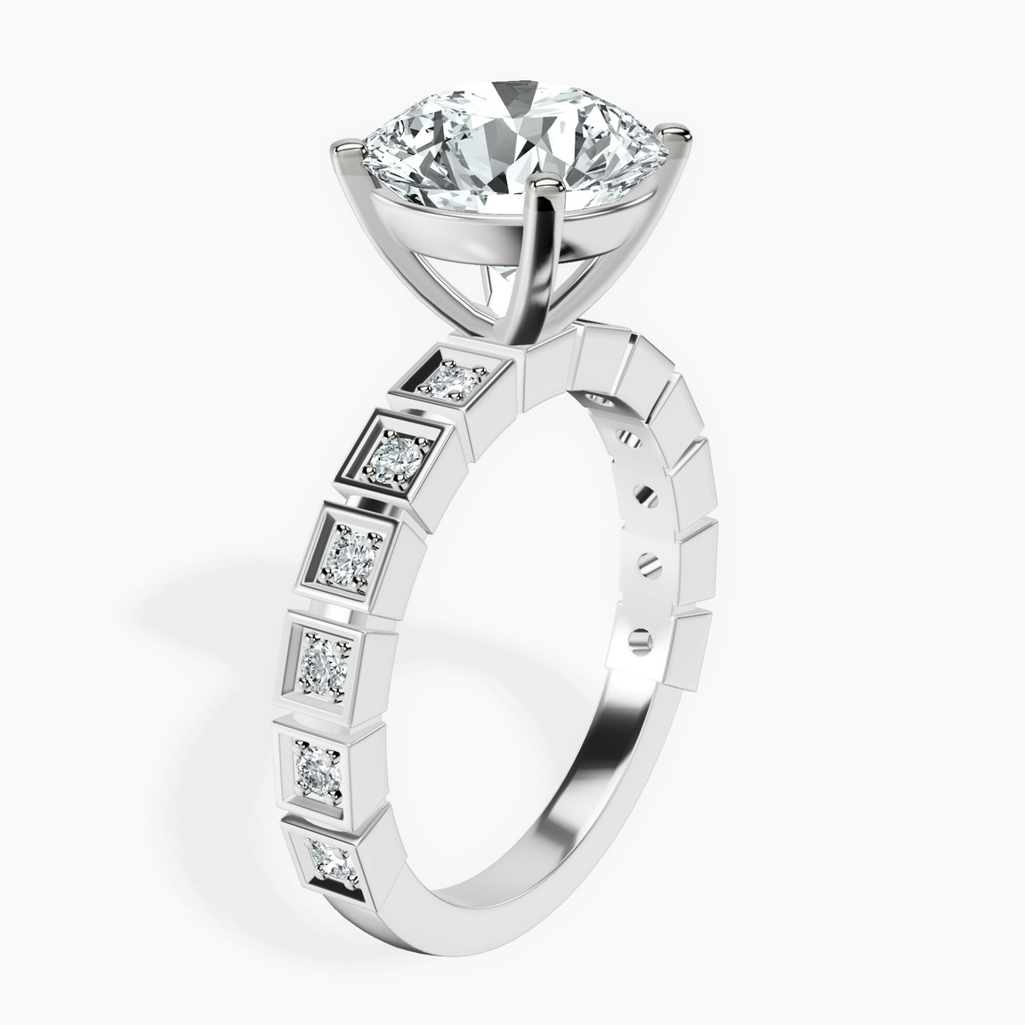 10kt White Gold Cheryl Side Stone Lab Diamond Ring standing product image one