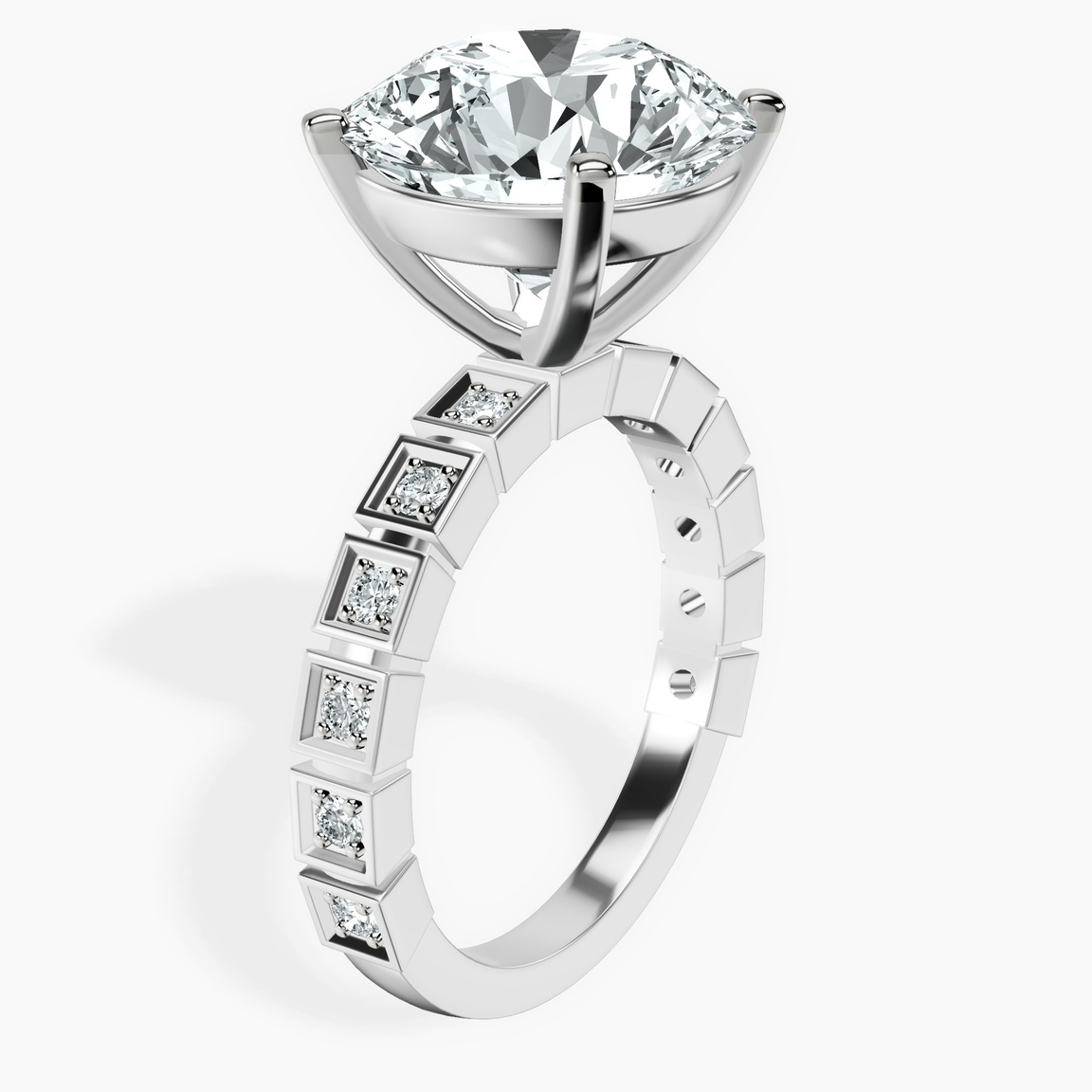 Platinum Cheryl Side Stone Lab Diamond Ring standing product image one