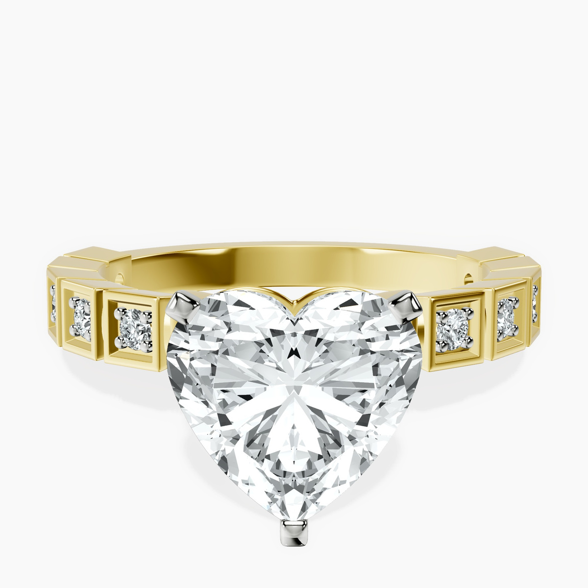 18kt Yellow Gold Cheryl Side Stone Lab Diamond Ring front image