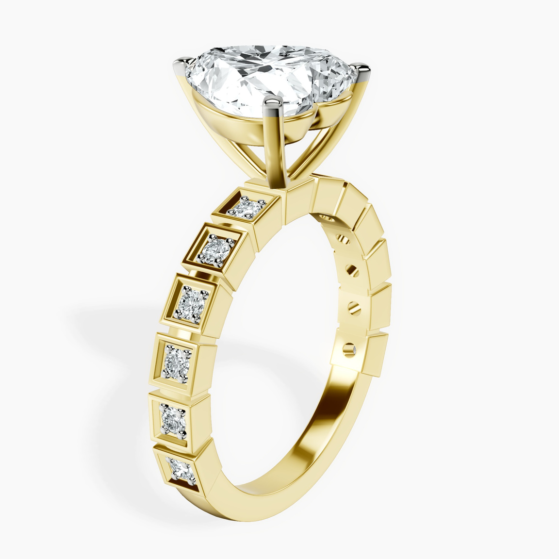 10kt Yellow Gold Cheryl Side Stone Lab Diamond Ring standing product image one