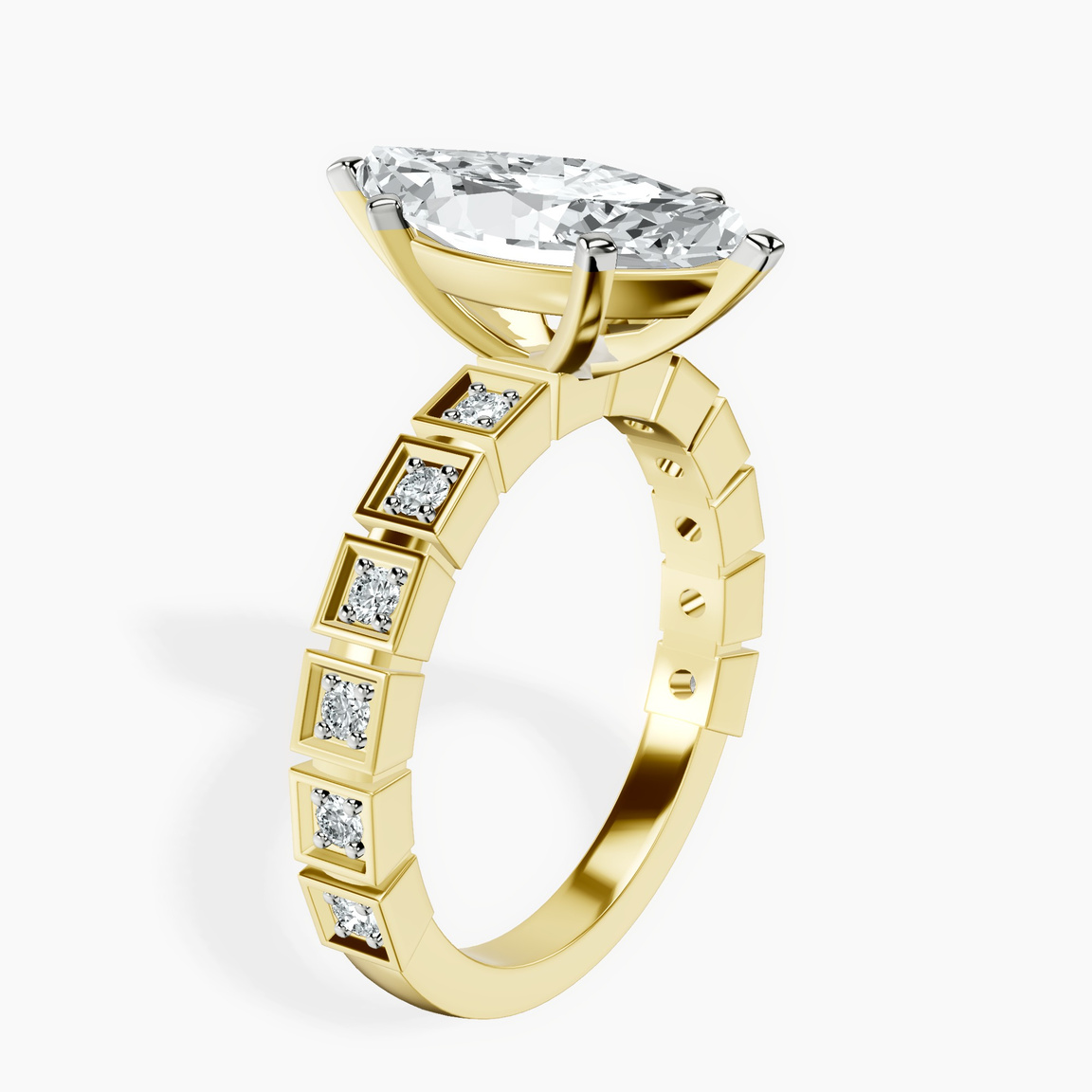 10kt Yellow Gold Cheryl Side Stone Lab Diamond Ring standing product image one
