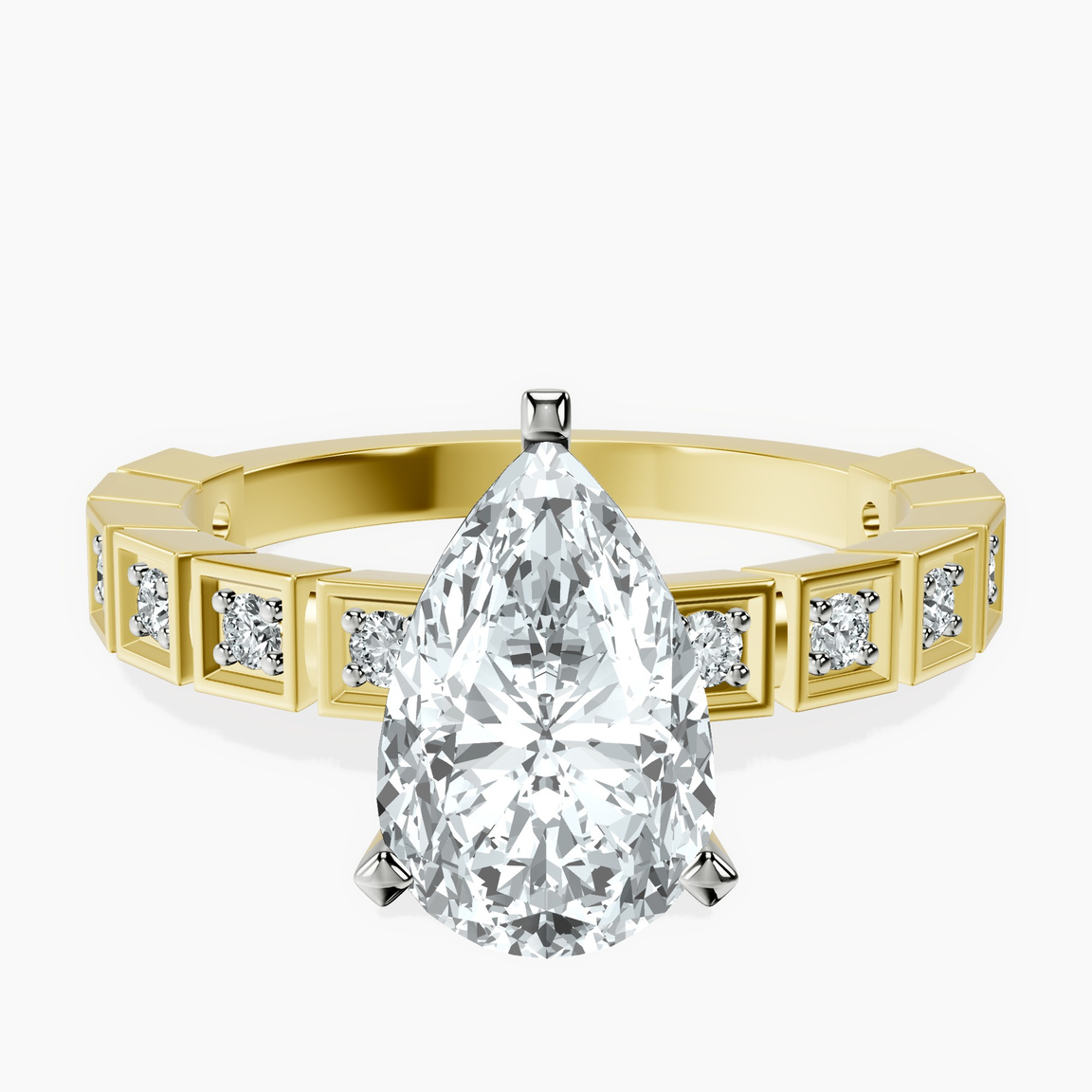 9ct Yellow Gold Cheryl Side Stone Lab Diamond Ring front image