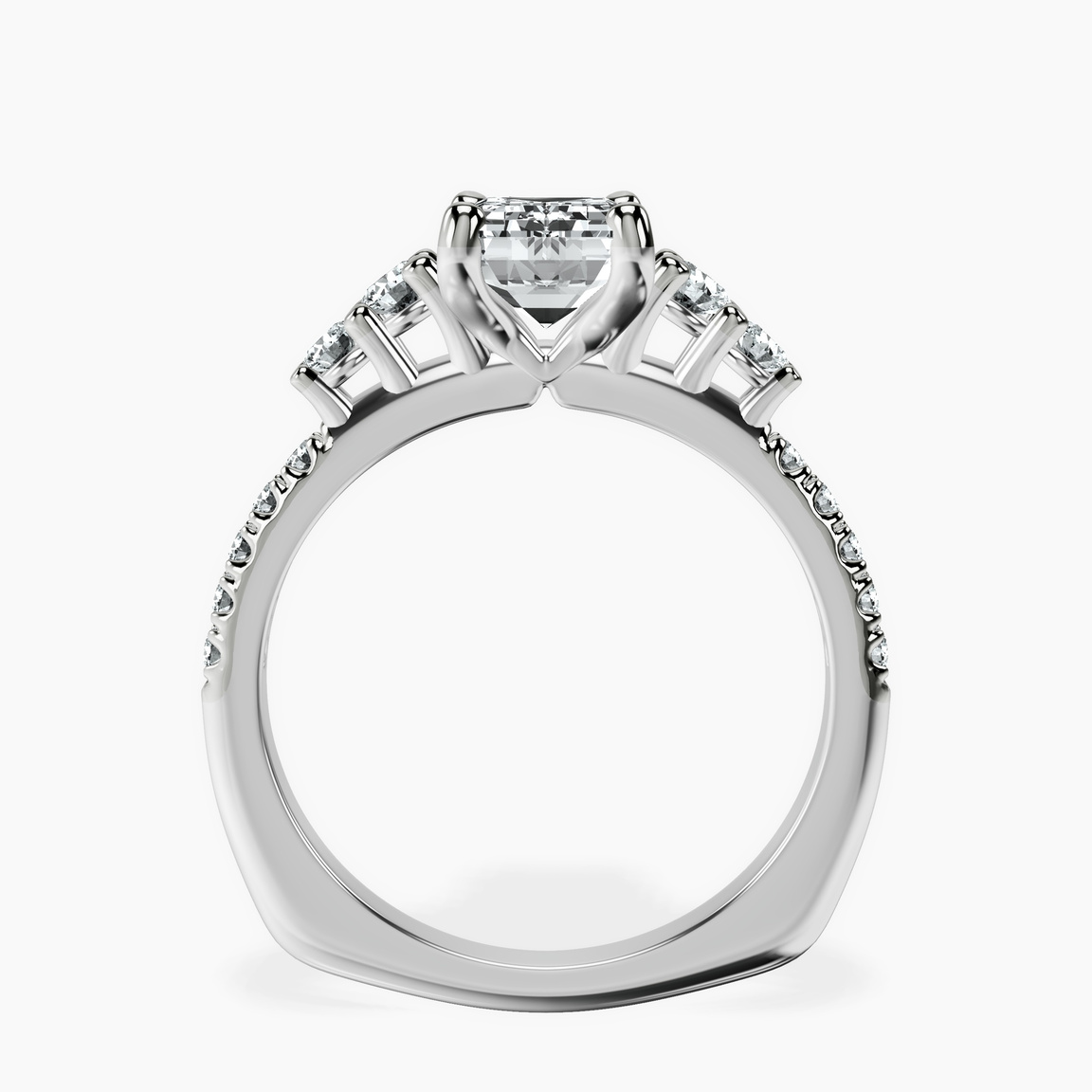 9ct White Gold Geneva Side Stone Lab Diamond Ring side right image one