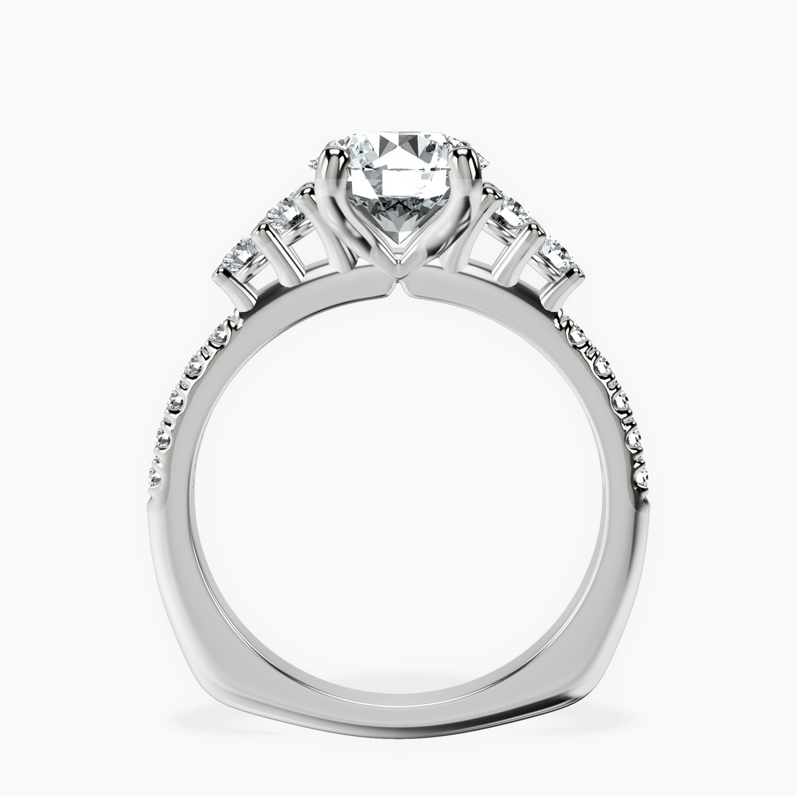 9ct White Gold Geneva Side Stone Lab Diamond Ring side right image one