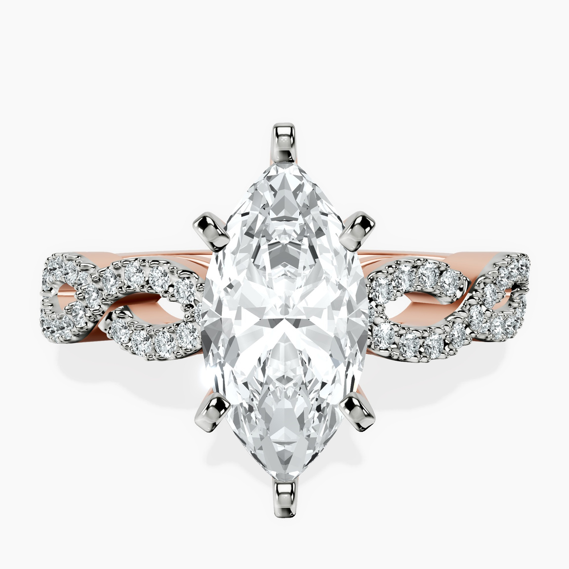 14ct Rose Gold Lorene Twisted Shank Lab Diamond Ring front image