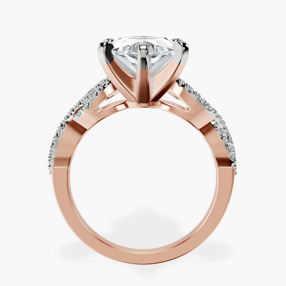 14kt Rose Gold Lorene Twisted Shank Lab Diamond Ring side right image one