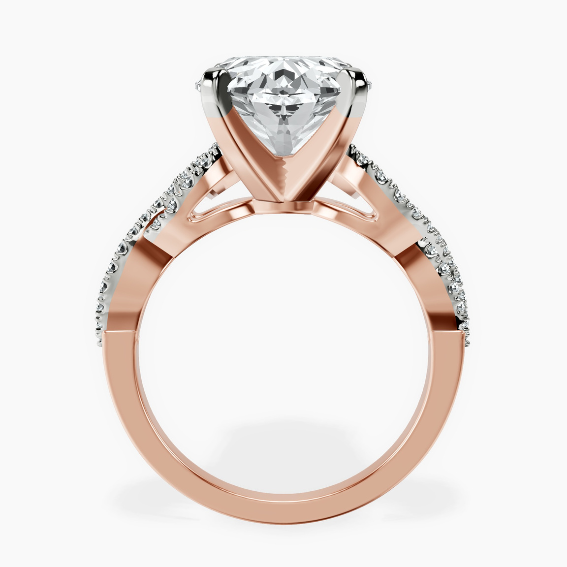 10kt Rose Gold Lorene Twisted Shank Lab Diamond Ring side right image one