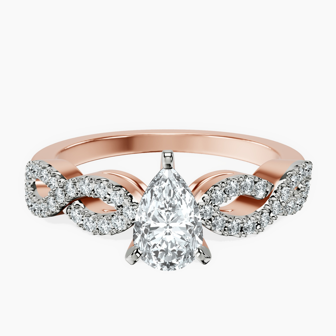 10kt Rose Gold Lorene Twisted Shank Lab Diamond Ring front image