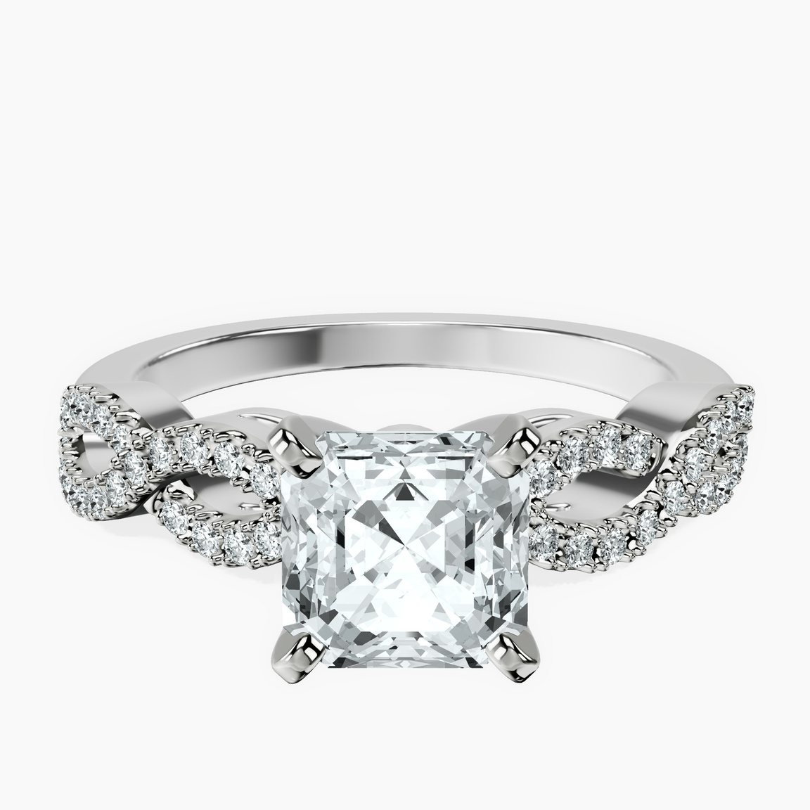 9ct White Gold Lorene Twisted Shank Lab Diamond Ring front image