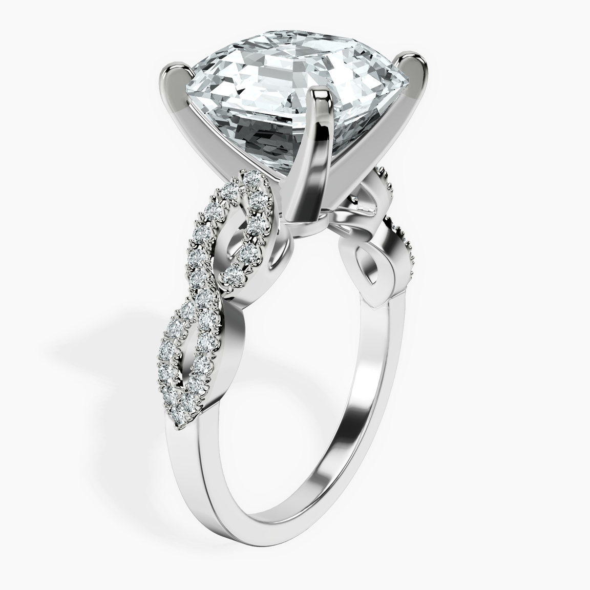 14kt White Gold Lorene Twisted Shank Lab Diamond Ring standing product image one