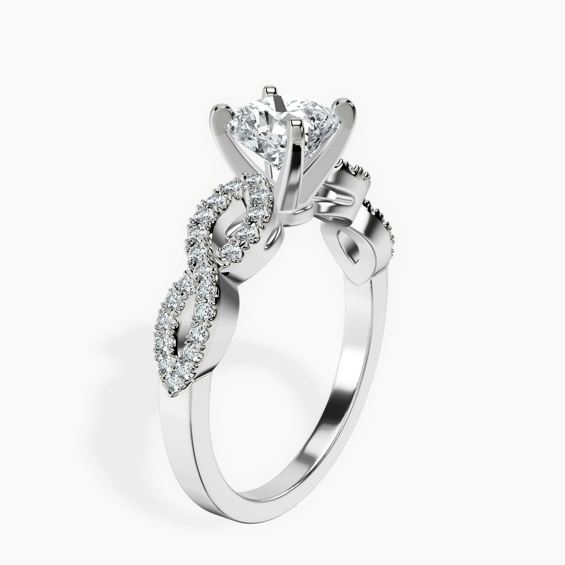 10kt White Gold Lorene Twisted Shank Lab Diamond Ring standing product image one