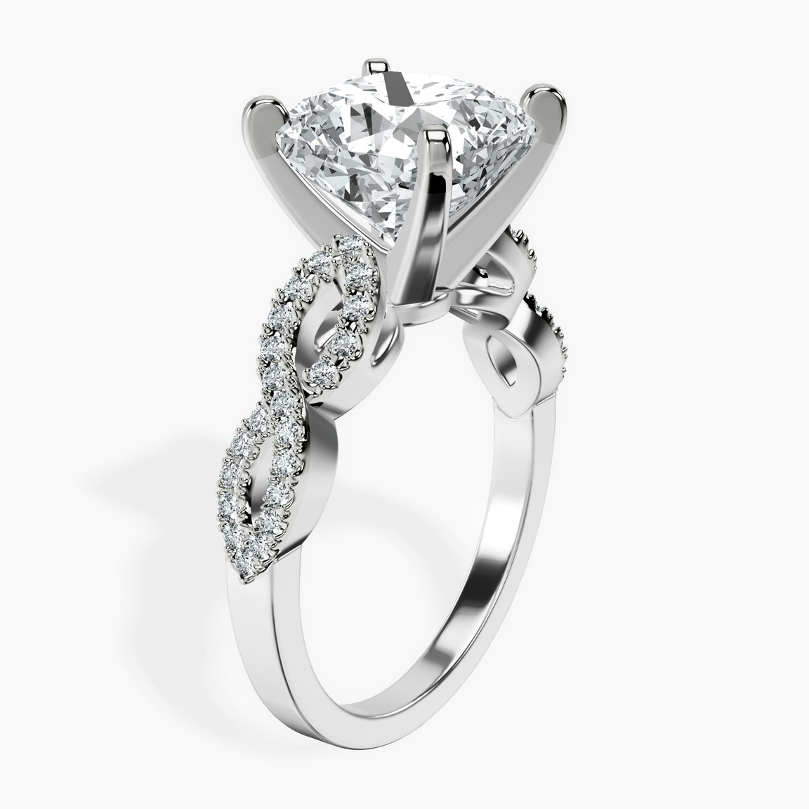10kt White Gold Lorene Twisted Shank Lab Diamond Ring standing product image one