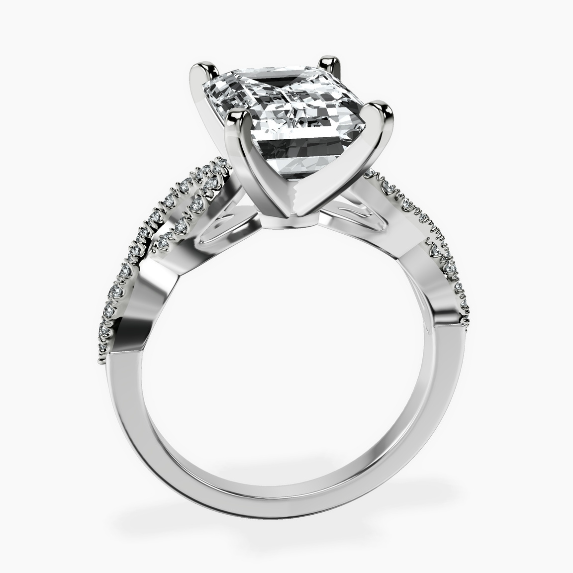 18kt White Gold Lorene Twisted Shank Lab Diamond Ring side right image one