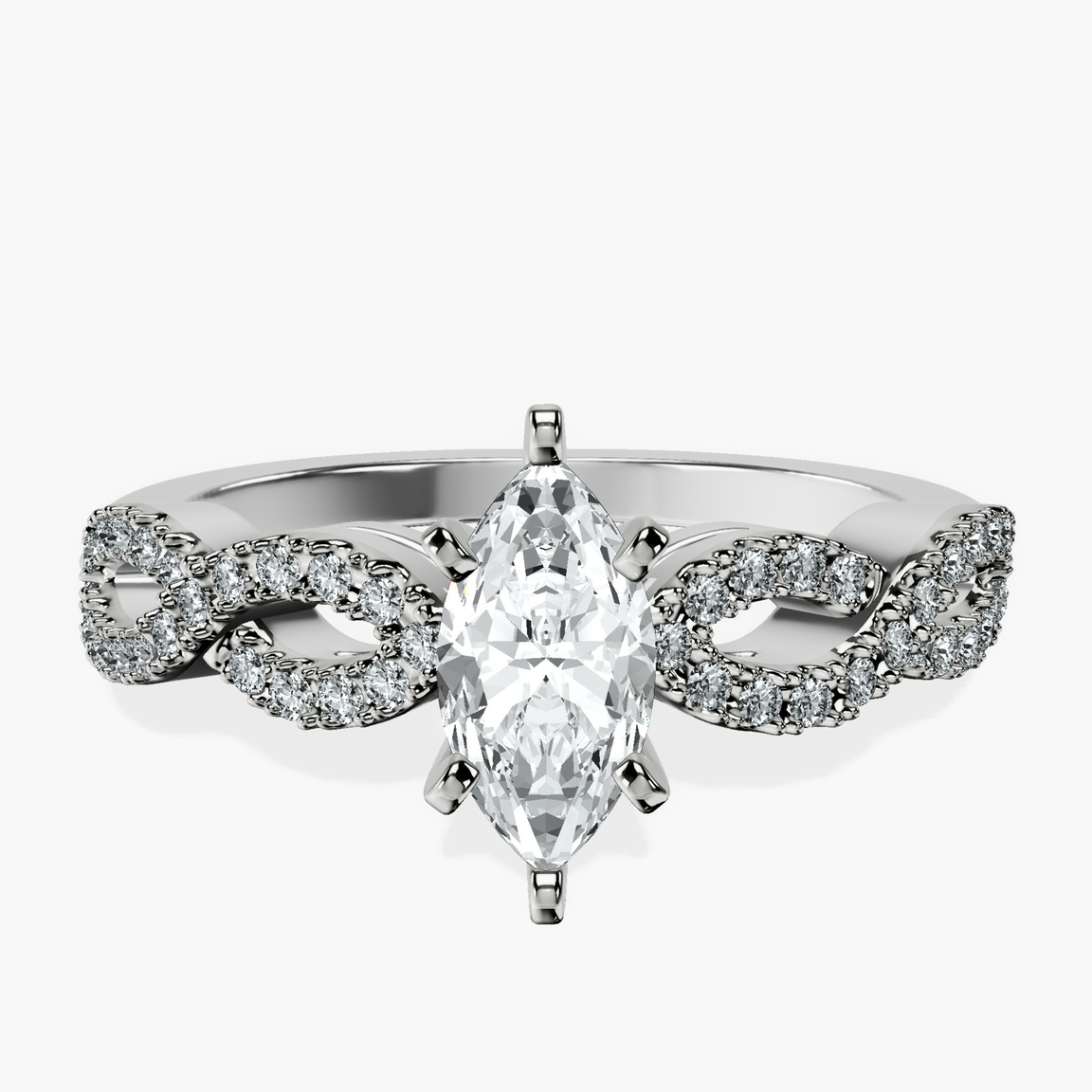 10kt White Gold Lorene Twisted Shank Lab Diamond Ring front image