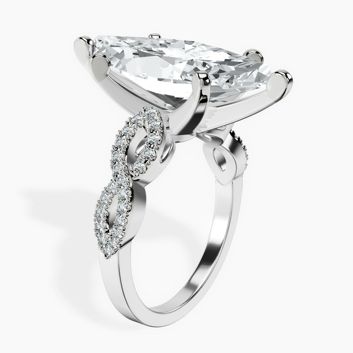10kt White Gold Lorene Twisted Shank Lab Diamond Ring standing product image one