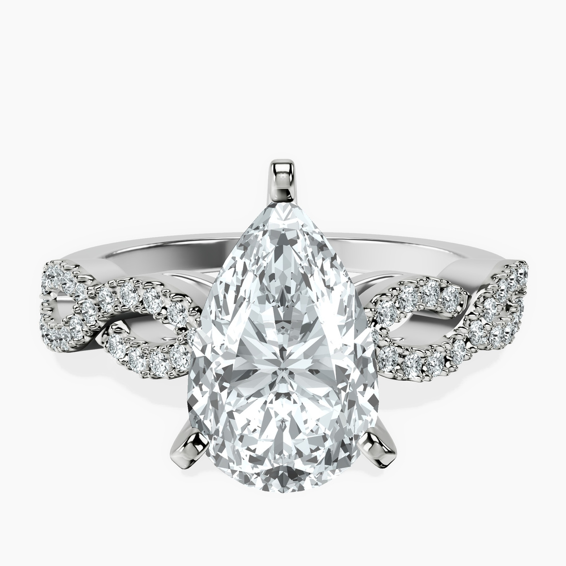 10kt White Gold Lorene Twisted Shank Lab Diamond Ring front image