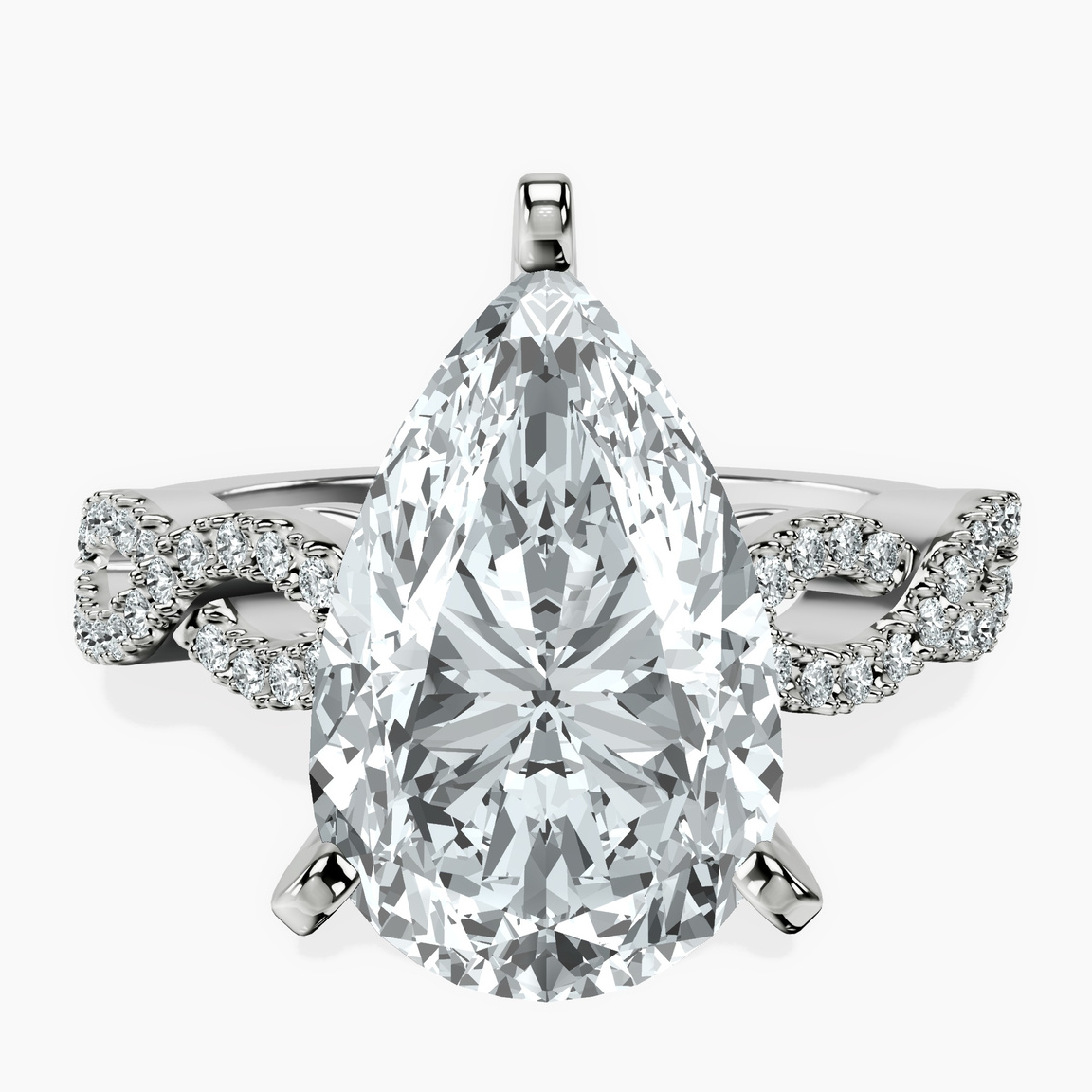 10kt White Gold Lorene Twisted Shank Lab Diamond Ring front image
